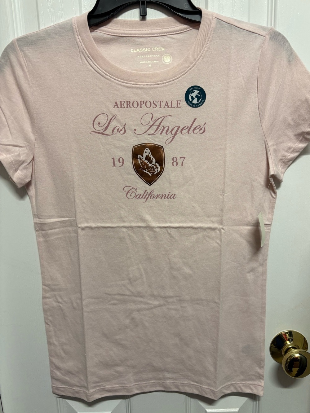 NWT Aeropostale Los Angeles Butterfly Graphic T-Shirt in Blush Pink Size M